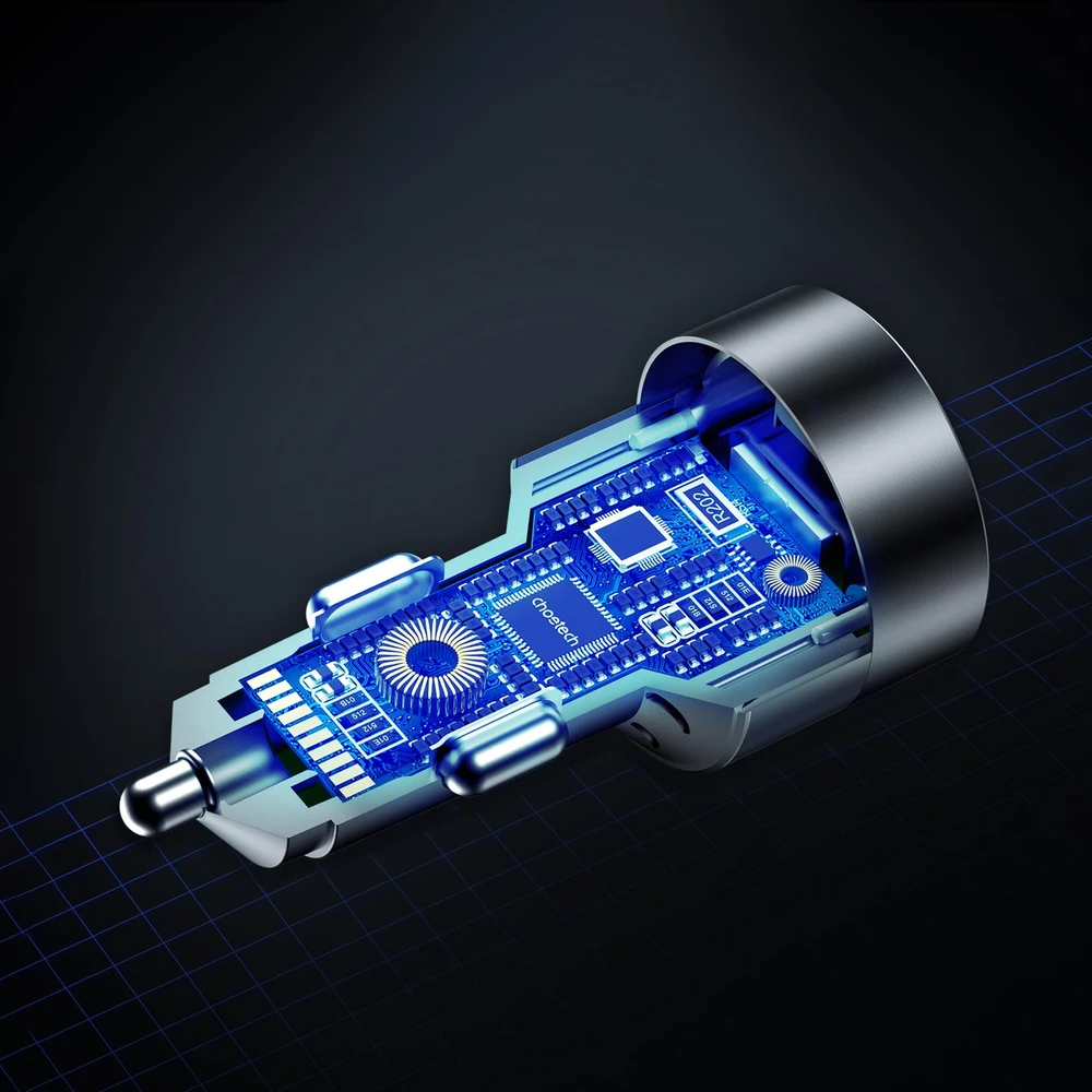 Choetech TC0011 automobilinis įkroviklis 130W 2x USB C 1x USB A - juodas