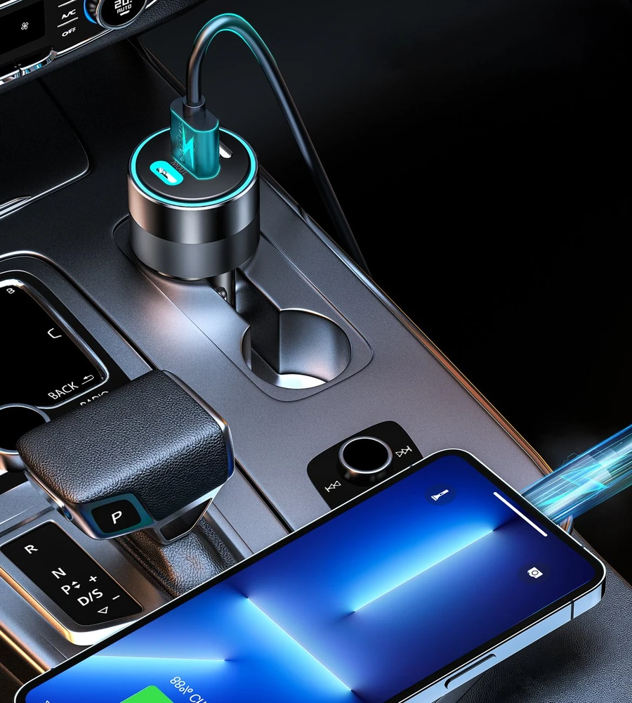Choetech TC0011 automobilinis įkroviklis 130W 2x USB C 1x USB A - juodas