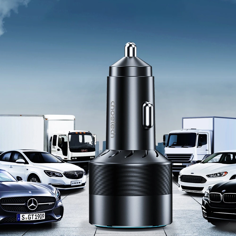 Choetech TC0011 automobilinis įkroviklis 130W 2x USB C 1x USB A - juodas
