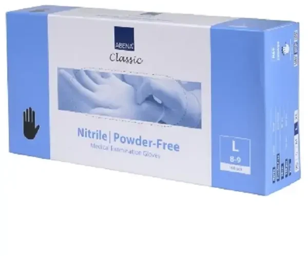 Juodos nitrilinės pirštinės be pudros ABENA Nitrile Powder-Free Medical Examination Gloves Juodas L 100vnt.