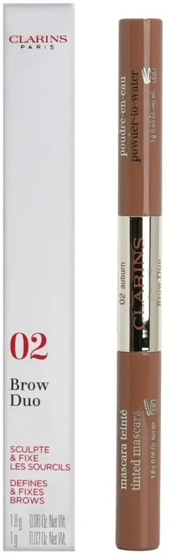 Clarins Brow Duo Defining & Long Lasting Eyebrow Pieštukas Eyebrow Kreminis Pieštukas & Gel 2-In-1 02 Auburn 2.8 g