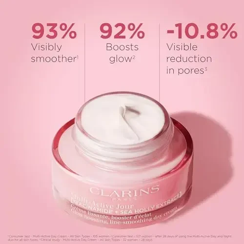 Clarins Multi-Active Jour Day Kreminis lyginantis ir spindesį stiprinantis dieninis veido kremas visiems odos tipams, 50 ml