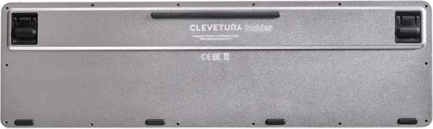 CLEVETURA CLVX 1 jutiklinio valdymo belaidė klaviatūra su dirbtiniu intelektu, ANSI JAV „Windows“ išdėstymas, žirkliniai jungikliai, aliuminio korpusas, interaktyvus RGB, palaikymas „Windows“ / „Linux“ / „MacOS“