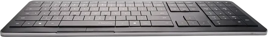 CLEVETURA CLVX 1 jutiklinio valdymo belaidė klaviatūra su dirbtiniu intelektu, ANSI JAV „Windows“ išdėstymas, žirkliniai jungikliai, aliuminio korpusas, interaktyvus RGB, palaikymas „Windows“ / „Linux“ / „MacOS“