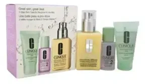 „Graiki oda“ – pradėkite čia. 3 žingsnių rinkinys „Clinique“: „Dramatically Different“ losjonas + drėkinamasis dieninis ir naktinis veido losjonas be kvapiklių, 125 ml + „Clinique“ valomasis skystas muilas veidui, 30 ml + „Gaivinantis 2“ valomasis veido losjonas, 30 ml