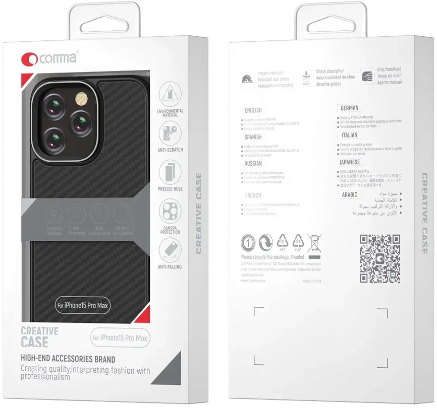 TelForceone Comma dėklas, skirtas Kevlar Mag, skirtas iPhone 15 Plus juodos spalvos