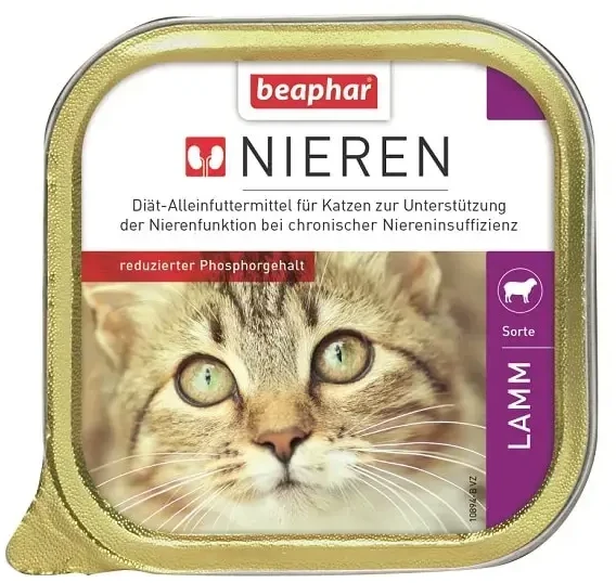 Pilnvērtīga diētiska kaķu barība (pastēte) : Beaphar NIERDIEET LAMM 100g.