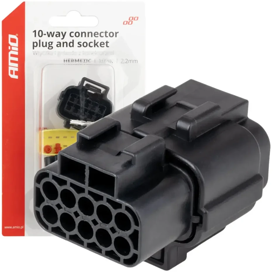 Vandeniui atspari 10 kontaktų elektros jungtis, 2,2 mm AMIO-04351