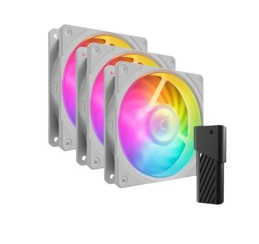 Kompiuterio Ventiliatorių Rinkinys - Cooler Master Mobius 120P ARGB 3-vnt. Baltos Spalvos Leidimas