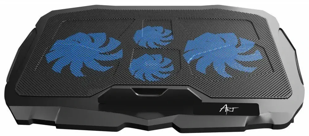 Nešiojamojo kompiuterio aušinimo stovas ART P4 2 x USB A LED juodas