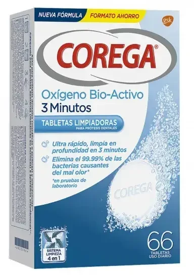Dantų šepetėlis "Corega Active Oxygen" 3 minutės 66 tabletės