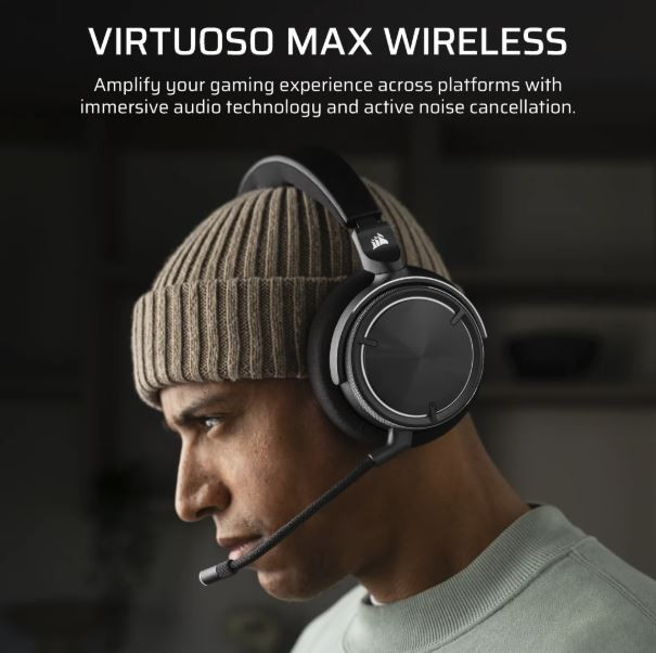Ausinės Corsair Virtuoso Max Belaidės juoda