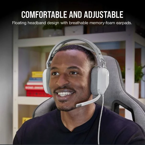 Corsair Ausinės Žaidimams HS80 RGB Su mikrofonu, Baltos, Over-Ear Su laidu