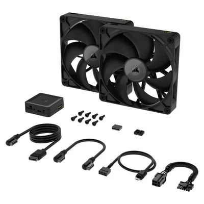Corsair iCUE LINK RX140 Series, PWM korpuso ventiliatorius 2er Pack – 140mm, juodos spalvos