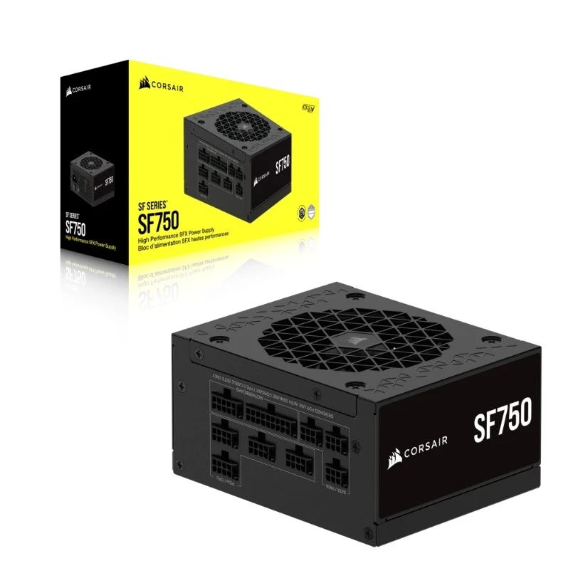„Corsair SF Series SF750 SFX“ maitinimo šaltinis, 80 PLUS Platinum, ATX 3.1 / PCIe 5.1 × 750 vatų, juodas