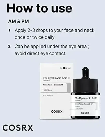 COSRX The Hyaluronic Acid 3 Serum Intensyviai drėkinantis serumas su 3% hialurono rūgštimi, 20 ml
