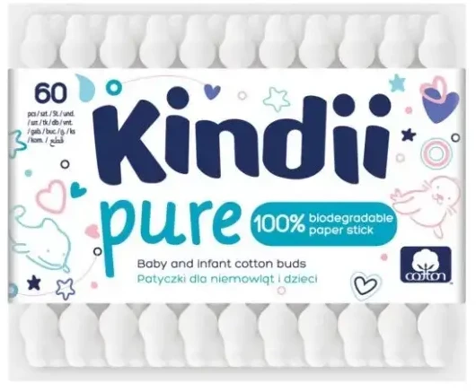 Kindii Pure Cotton Sticks kūdikiams 1pak.-60vnt