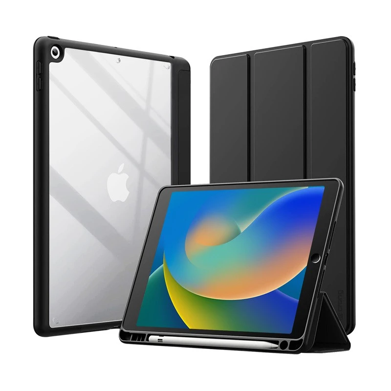 Crong PrimeFolio - dėklas skirtas iPad 10.2” (2021-2019) with stand and Apple Pieštukas charging (Juodas)
