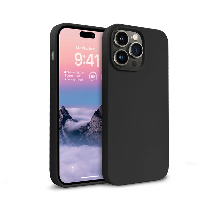 Crong Color Cover Liquid Silicone dėklas skirtas Apple iPhone 14 Pro Max Juodas