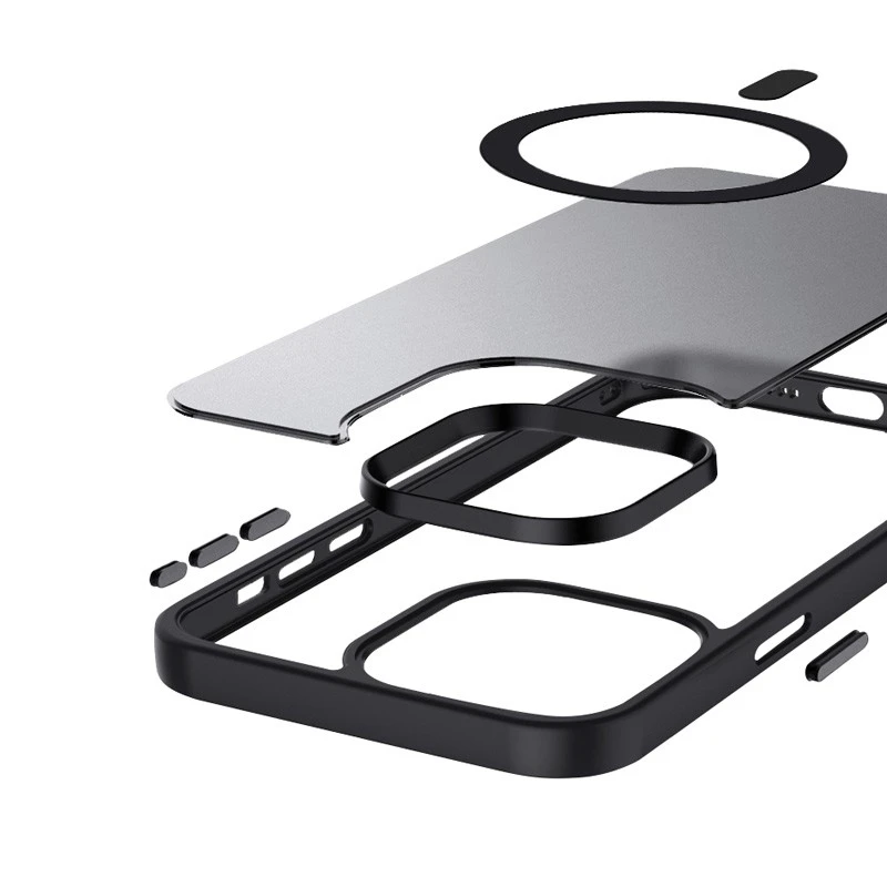 Crong Hybrid Frost MAG Cover - Dėklas iPhone 15 Pro MagSafe (juoda)