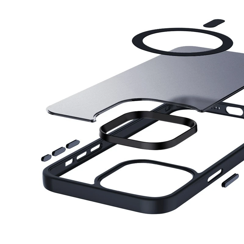 Crong Hybrid Frost MAG Cover - dėklas skirtas Apple iPhone 15 Pro Max MagSafe Navy mėlynas