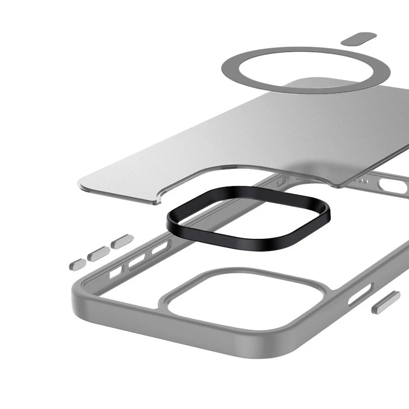 Crong Hybrid Frost MAG Cover - Dėklas iPhone 15 Pro Max MagSafe (pilka)