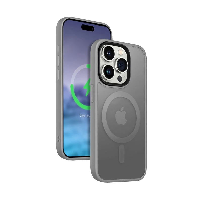 Crong Hybrid Frost MAG Cover - Dėklas iPhone 15 Pro Max MagSafe (pilka)