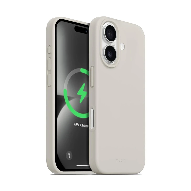 Dėklas Crong spalvos magnetinis dangtelis, skirtas iPhone 16 akmens smėlio spalvos