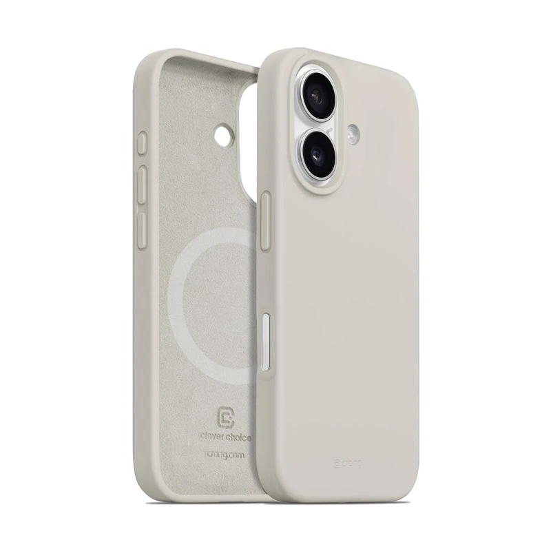 Dėklas Crong spalvos magnetinis dangtelis, skirtas iPhone 16 akmens smėlio spalvos