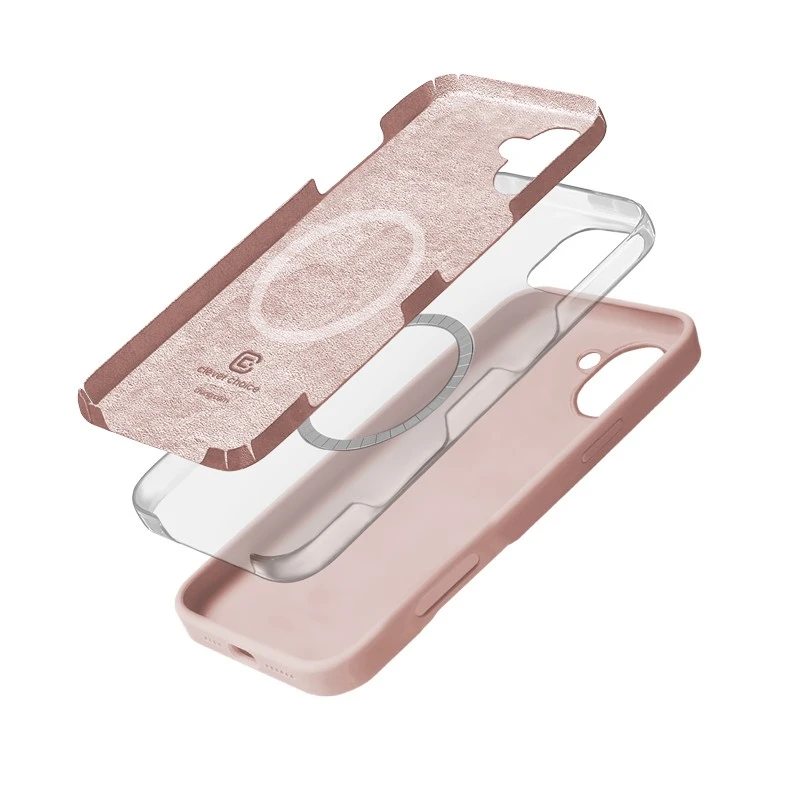 Dėklas Crong Color Cover Magnetinis iPhone 16 smėlio rožinis