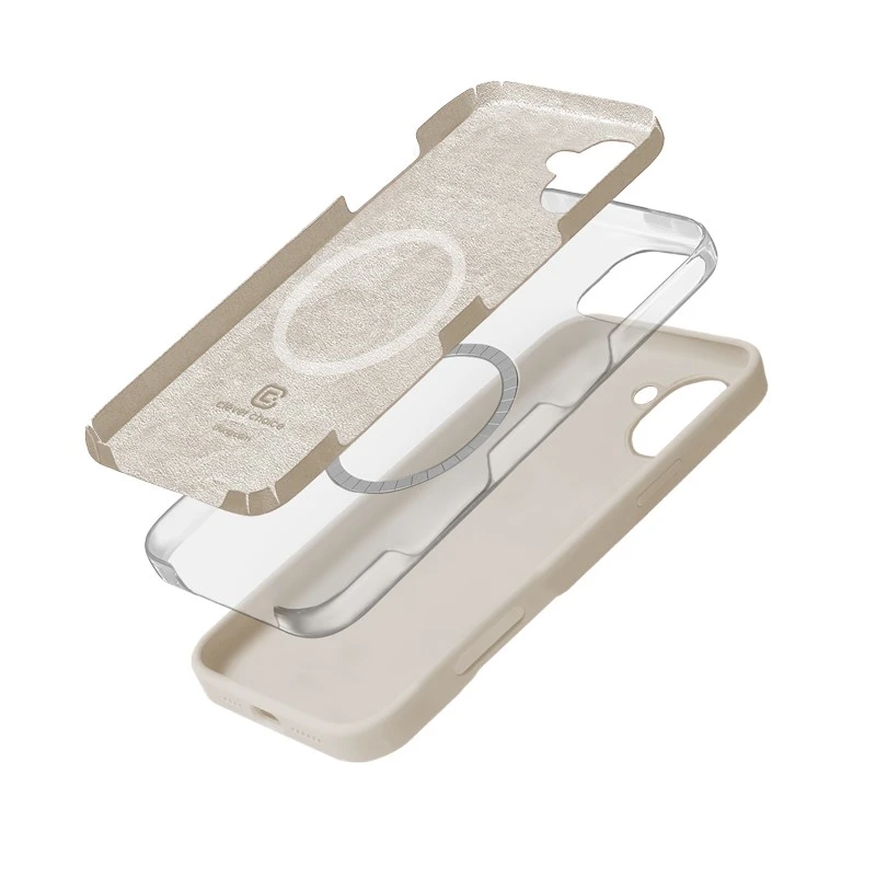 Dėklas Crong spalvos magnetinis dangtelis, skirtas iPhone 16 akmens smėlio spalvos