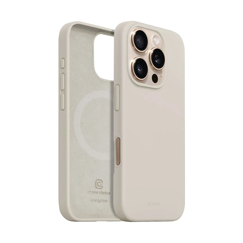 Dėklas Crong spalvos magnetinis dangtelis, skirtas iPhone 16 Pro akmens smėlio spalvos