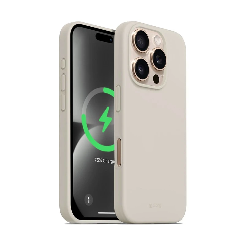 Dėklas Crong spalvos magnetinis dangtelis, skirtas iPhone 16 Pro Max akmens smėlio spalvos