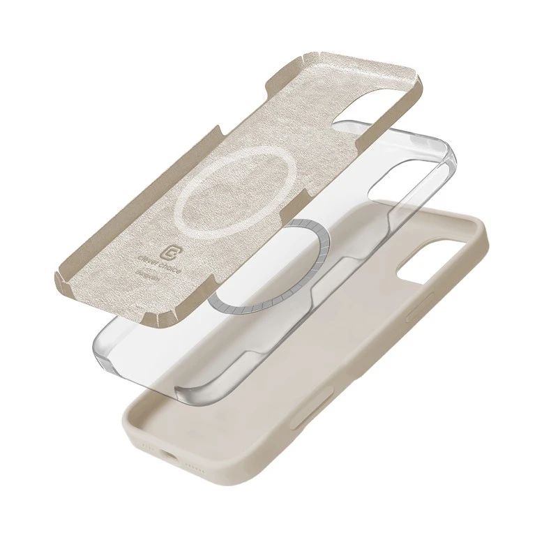 Dėklas Crong spalvos magnetinis dangtelis, skirtas iPhone 16 Pro Max akmens smėlio spalvos