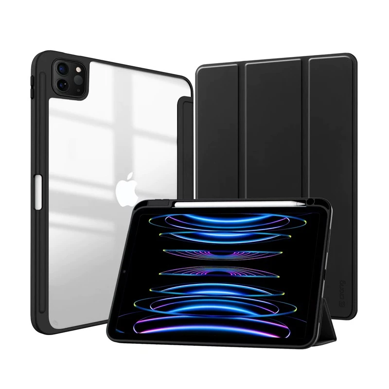Crong PrimeFolio do iPad Pro 11" (2022-2021) / iPad Air 11” M2 (2024) / iPad Air 10.9” (5-4 gen.) juoda/permatomas
