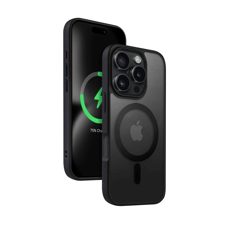 Dėklas Crong Hybrid Frost MAG dangtelis iPhone 16 Pro Max juoda
