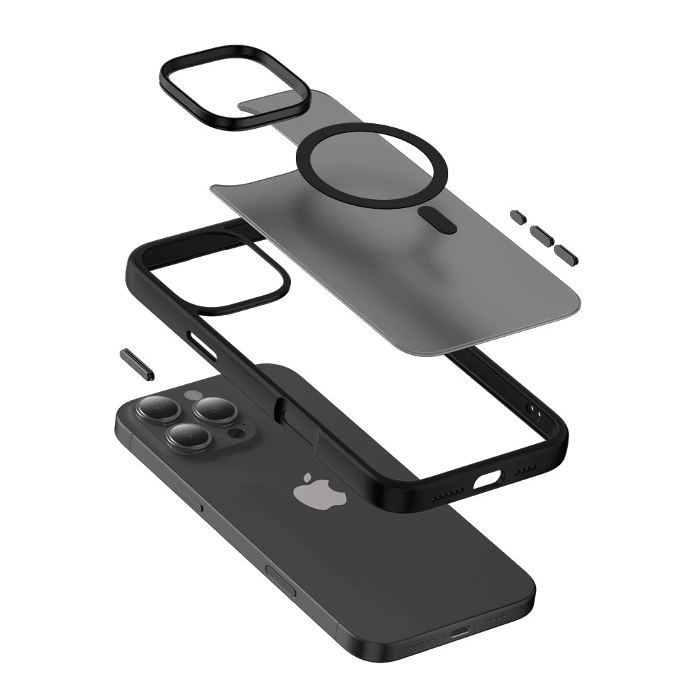 Dėklas Crong Hybrid Frost MAG dangtelis iPhone 16 Pro Max juoda