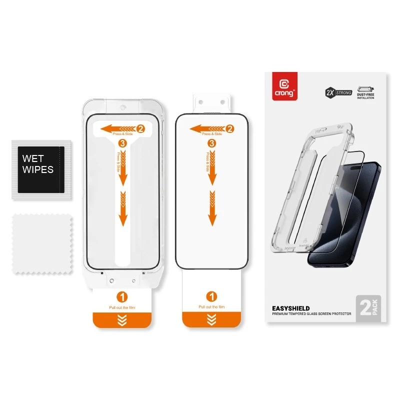 Crong EasyShield 2 vnt. - Apsauginis stiklas skirtas Apple iPhone 16 / Apple iPhone 15 (2 pieces)