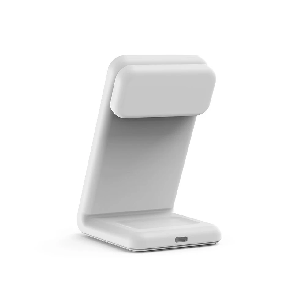 „Crong MagSpot Pivot“ stovas – „MagSafe“ įkroviklis, skirtas „Apple iPhone“, „Apple Watch“ ir „AirPods“ ausinėms, „Snow“ baltos spalvos