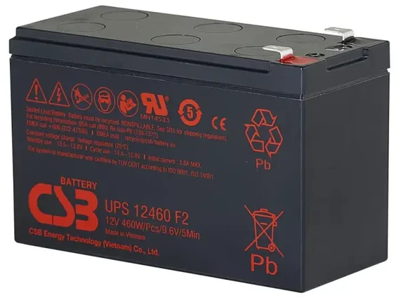Csb Battery Csb Baterija CSB Baterija Baterija 12V, 9Ah, AGM | UPS12460F2 | 460 W
