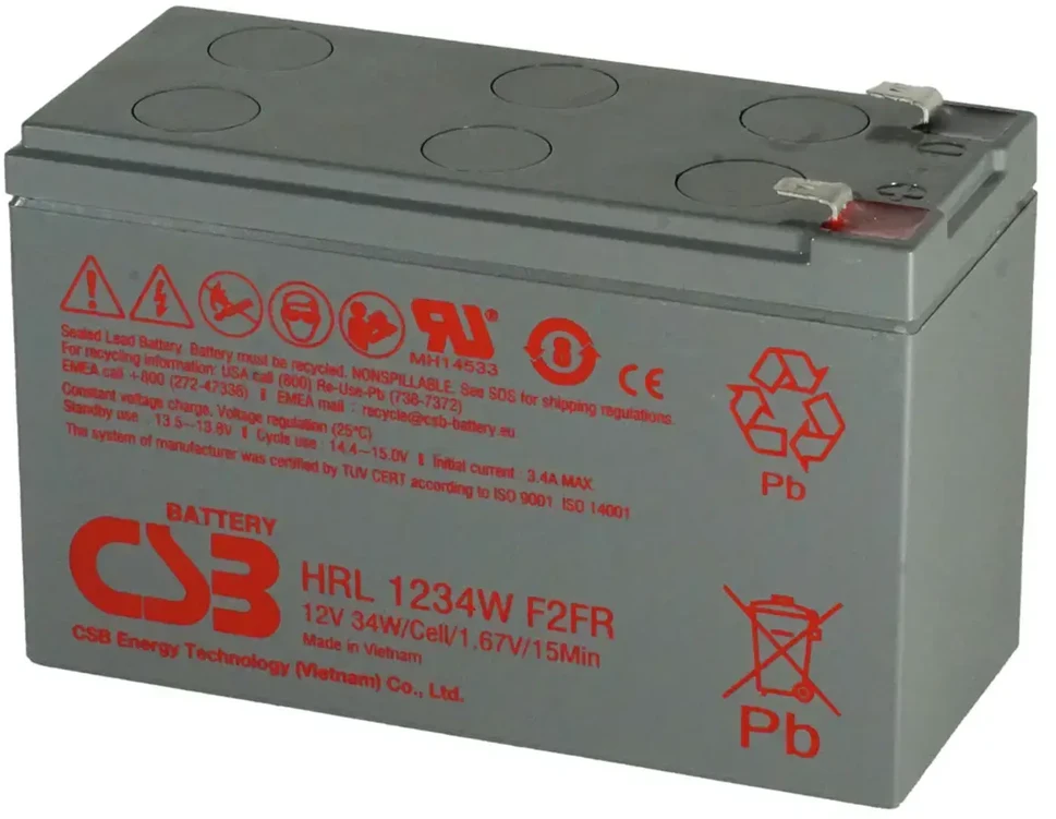 Csb Battery Csb Baterija CSB Baterija Baterija 12V 9Ah 34W Pb F2 | HRL1234W
