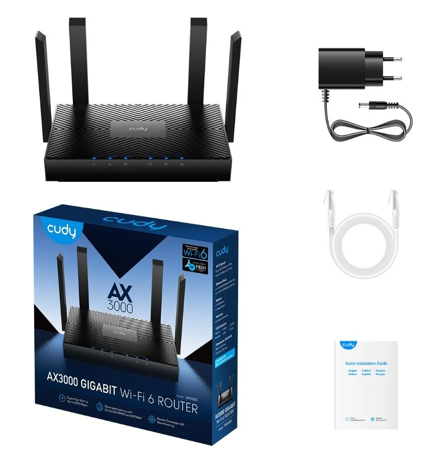 Belaidis Maršrutizatorius - Cudy WR3000S 1 Gbps, IPv6, L2TP, PPTP