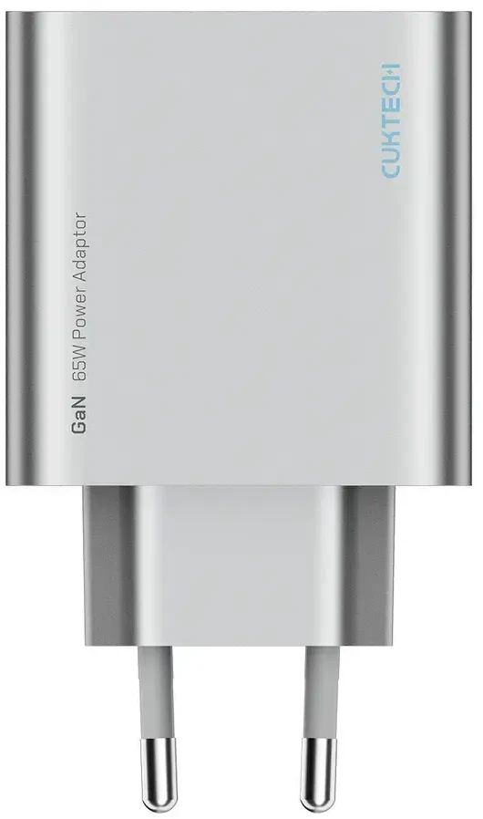 Cuktech 65 W GaN 2 x USB-C 1 x USB-A sieninis įkroviklis – pilkas