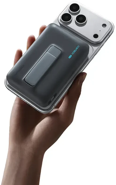 Cuktech WPB100 10000 mAh Qi2 magnetinė išorinė baterija 30W su stovu – juoda
