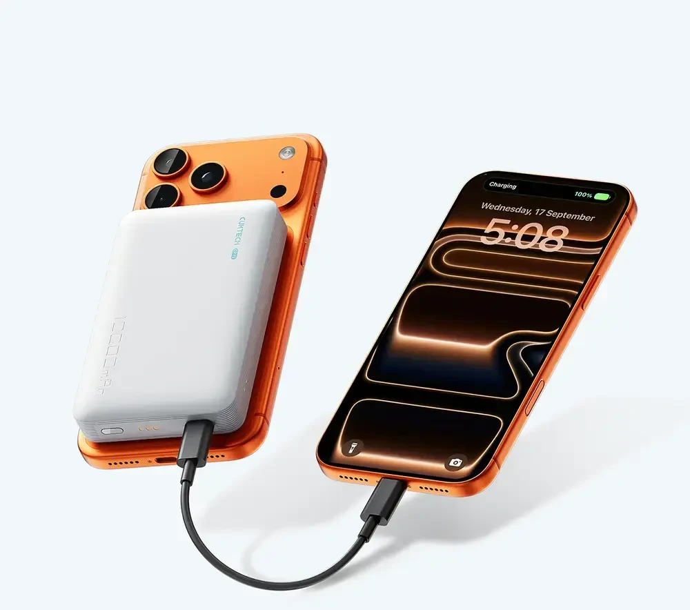 Cuktech WPB100N 20W 10000mAh magnetinė išorinė baterija su stovu – balta