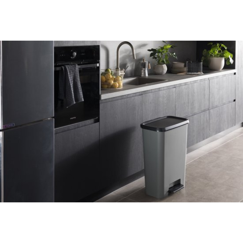 Šiukšliadėžė CURVER COMPACT DUO, pilka, 46 l