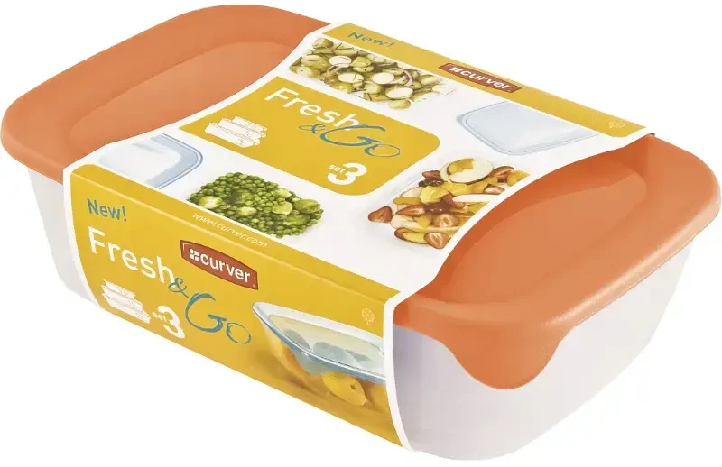 Keter CURVER MAISTO DĖŽUČIŲ RINKINYS FRESH&GO 3vnt 0,5/1/2L MĖTŲ/ ŠVIESIAI PILKA/ PERSIKINĖ SPALVA