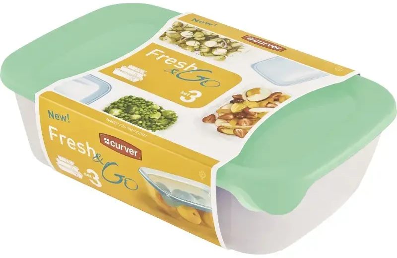 Curver Plastikowy komplektas pojemników FRESH and GO - mėtų spalvos