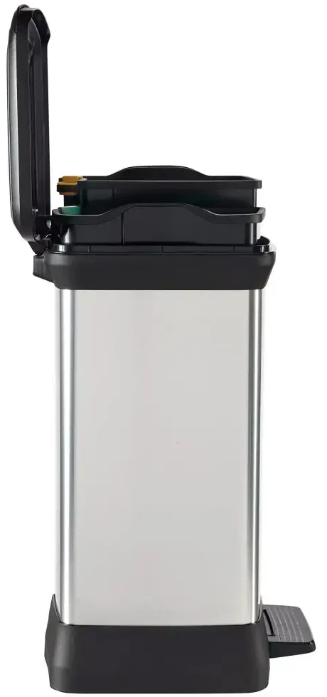 Curver Dviguba šiukšliadėžė su pedalu Deco, sidabrinė, 10l+18l