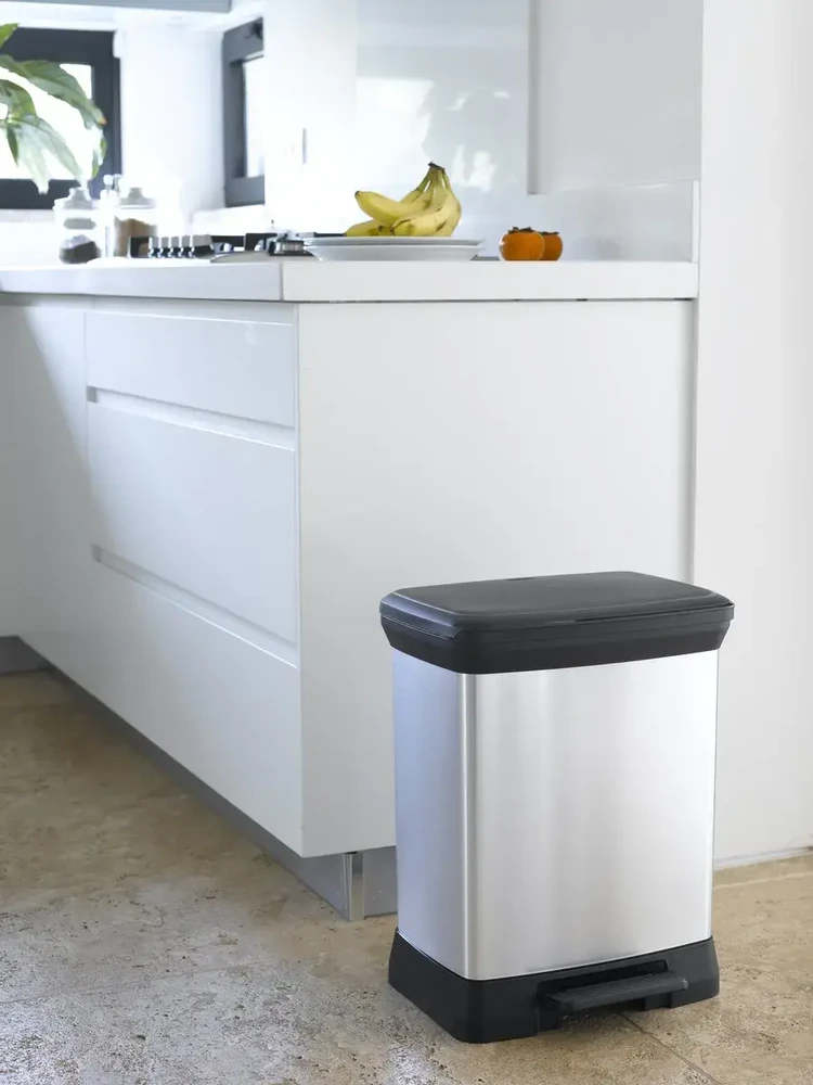 Curver Šiukšliadėžė su pedalu Deco, sidabrinė, 30l, stačiakampė